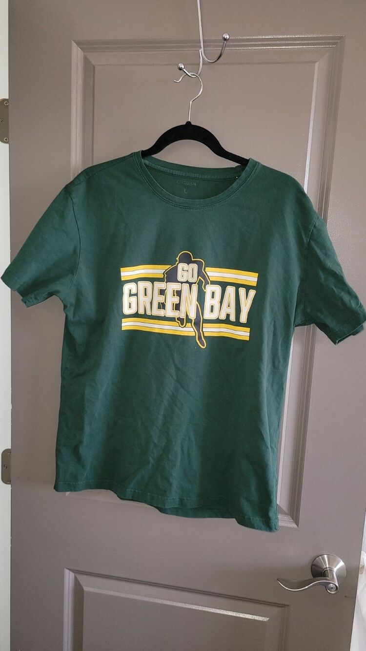 Green Bay Packers T-Shirt Green Graphic Go Green Bay Football Tee Men's Large